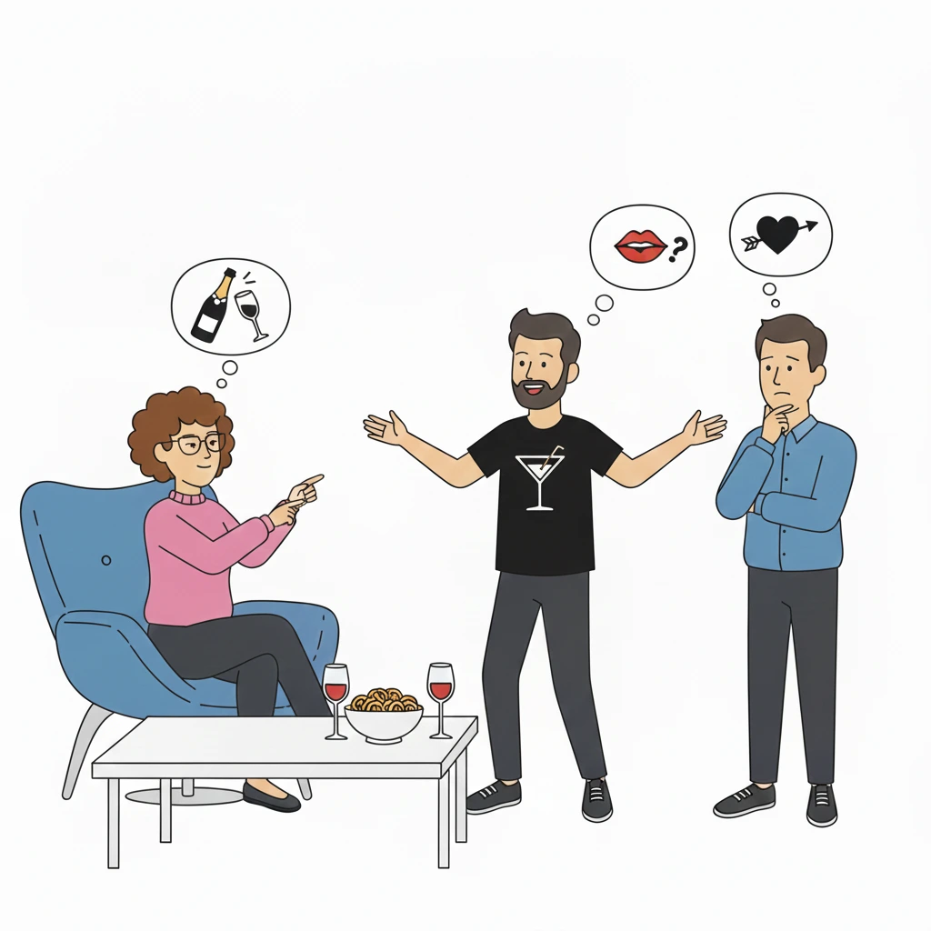 Grupa dorosłych grających w kalambury na imprezie